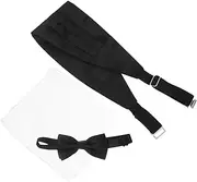 [WESIEVYA] 1 Set Formal Tuxedo Accessories Bow Tie Pocket Square Cummerbund Men Elegant Wedding Anniversary Attire Comfortable Design