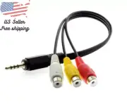 3.5mm Aux Male to 3-RCA Female AV Component Adapter Cable audio video