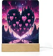 Love Sunset Night Light LED Illusion Table Lamp for Children Birthday Present Acrylic Table Light Bedroom Lamp USB Baby Gift Night Lamp with Wooden Base