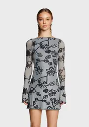 [Motel] Sevila Mini Dress - Flower Grey