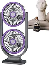 Desk Fan Quiet | USB Rechargeable Personal Cooler | Double Head Fan Powerful Airflow for Home Outdoor Travel School Kitchen Bedroom Living Room Camping