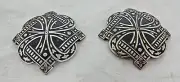 Pair Jeremiah Watt White Bronze Conchos 4 Corner 1 7/8" Screw Back Horse Tack