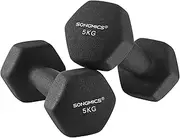 SONGMICS Set of 2 Dumbbells, Hexagonal Dumbbells Pair, Home Workout, Fitness Training Exercise