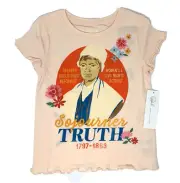NWT Peek Girls 4 5 Peach Sojourner Truth History Double-Sided Graphic T-Shirt