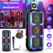 Portable RGB Bluetooth Speaker Party Karaoke Stereo Subwoofer Heavy Bass w Mic
