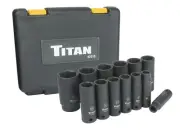 Titan Tools 13 pc. 1/2 in. Drive SAE Deep Impact Socket Set (42313)