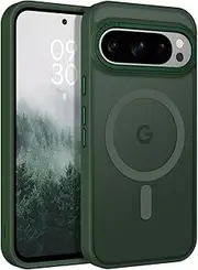 BENTOBEN for Google Pixel 9 Pro Case, Translucent Matte Magnetic Pixel 9 Pro Case [Compatible with MagSafe] Slim Fit Shockproof Women Men Protective Case Cover for Google Pixel 9 Pro 6.3", Dark Green