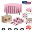 Easy Clean-Up with 48 Pack Plastic Pink Table Covers - Ideal for Celebrations