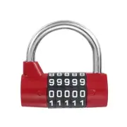 Combination Padlock, 5 Digit Gym Locker Lock Zinc Alloy Password Padlock, Red