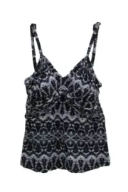 Miraclesuit 2-Piece Black/White Dynamic Ring Tankini w/ Swim Skirt, US 10