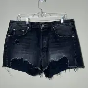 Edwin CAI Denim Shorts Women Size 33 Irony Destory Black 4"