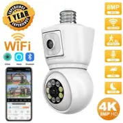 Icsee 4k 8mp E27 Bulb Wifi Camera Dual Lens Dual Screen Auto Tracking Two Way Au