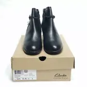 Clarks Emily 2 Kaylie Leather Ankle Boots Sz 9.5 Medium Comfort Shoes Slip On