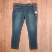 True Religion Mens Geno Flap Relaxed Slim Jeans Mens Sz 42 42x34 Blue Denim NEW
