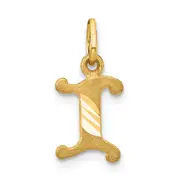 14K Yellow Gold Letter I Initial Charm