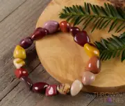 MOOKAITE JASPER Crystal Bracelet, Tumbled Beads - Beaded Handmade Jewelry, E0371