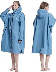 [Oksun] Waterproof Changing Robe, Windproof Swim Parka Oversized Surf Poncho Hooded Warm Coat Fleece Lining