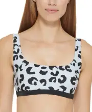 MSRP $68 Dkny Leopard-Print Bikini Top Light Blue Size 2XL