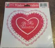 Vintage COLOR CLINGS Be My Valentine Red Heart Static Window Decoration New