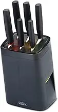 Joseph Joseph 10125 LockBlock Stainless Steel Knife Set with Self Locking Knife Block, 6-Piece, Black, Knives: 3.25-8" l. Block with Knives: 14.17h x 5.51w x 5.51" d