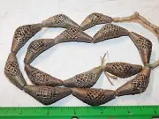 14 Bead Strand African Lost Wax Brass ELBOW Basket Beads Ashanti Ghana #14
