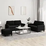 3 Piece Black Velvet Sofa Set, Comfortable Living Room Couch, Modern Apartment Seating, Sturdy Bedroom Furniture