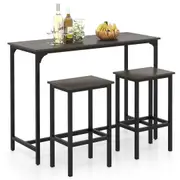 Giantex 3PCS Dining Table Set 120cm Counter-Height Kitchen Table & 2 Bar Stools Rectangular Bistro Furniture