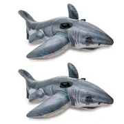 2x Intex 172cm Great White Shark Ride On Kids 3y+ Child Inflatable Swimming Toy