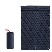 Double Inflatable Camping Mattress with Built-in Pillow Pump Navy Blue