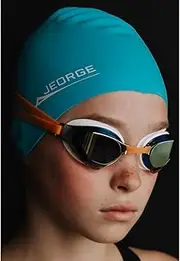 [Jeorge] Swimming goggles, competition wide vision mirror coating lens anti-fog UV protect goggles (Orange)