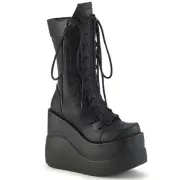 Demonia Void-118 Gothic Punk Rock Black Wedge Platform Boots