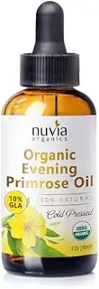 Nuvia Organics Evening Primrose Oil, USDA Certified 100% Pure Cold Pressed, Solvent-Free Extraction; 1 oz