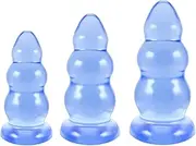 Giant Anal Plug Anal Beads with 3 Balls Extra Large Anal Dildo with Suction Cup Anus Dilator Prostate Massager Sex Toy for Men and Women(Blau-S)