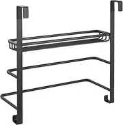 3-Tier Door Towel Rack,Large Capacity Organizer,Behind Door Towel Bar,Punch Free Pylons,Bathroom Storage Shelves,Wall Mount Towel Holder,for Shower Room