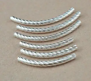 S925純銀彎管配飾 手鏈管子 扭紋管 手工DIY飾品串珠材料配件