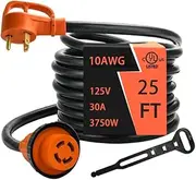 NEMA TT-30P Male to L14-30R Female 10AWG 25 ft Adapter Cord, 30 Amp 3 Prong to 4 Prong Generator Locking Plug Adapter, Generator Transfer Switch Adapter, Generator to House Inlet Box