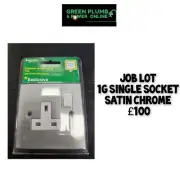 Schneider 13Amp Single Switched Socket 1 Gang Matt Chrome JOB LOT of 50 £100