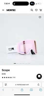 Montec Snow Goggles/ Ski / Snowboarding/ Snowmobile