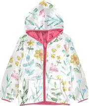 [GuoChe] Girls Sherpa Lined Vintage Flowers Farmhouse White Toddler Girl Winter Coat Peach Girl Zip Up Sweatshirt 3-10T