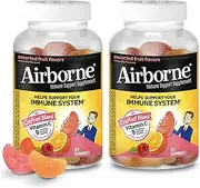 Vitamin C 750mg (per serving) - Assorted Fruit Flavored Gummies (63 count in a bottle) (2 pack), Gluten-Free Immune Support Supplement with Echinacea and Ginger