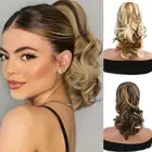 Ombre Short Curly Wavy Hairpiece Synthetic Ponytail Extension Daily Use