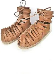 [Generic] Caligae Mens Gladiator Leather Sandal Medieval Ancient Roman Soldier Brown Caligae Medieval Greek Soldier Sandals Ancient Halloween Costume Footwear Adult Male