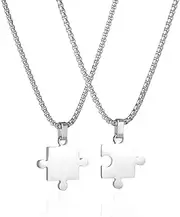 [Kefley] Matching Puzzle Necklace for Couples Gifts for Boyfriend Christmas Birthday Gifts for Girlfriend Valentines Gifts for Best Friend Puzzle Piece Connecting Necklaces for 2