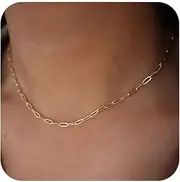 [Jeiuiuedy] Gold Necklace for Women - 18K Gold Plated Thin Chain Necklace Dainty Gold Necklace Simple Choker Necklaces Minimalist Trendy Jewelry for Women