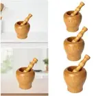 Wooden Mortar and Pestle Set Garlic Press for Gingers Pesto Sauce Sauce