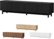 ALFORDSON BlackTV Cabinet Stand, Entertainment Unit 180cm with 2 Ample Side cabinets, 2 Middle Shelves and Storage Cable Management Holes, Tambour Sliding TV Stand for Home Living Room Bedroom