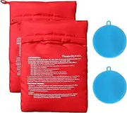 Microwave Potato Bag Set Reusable Baking Potato Bags with 2 Silicone Vegetable Brushes Perfectly Cook Potatoes in Just 4 Minutes Ideal for Delicious Meals (Blue)