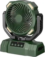 Generic Portable Hanging Fan with LED Lantern USB Rechargeable Camping Tent Fan (Green)
