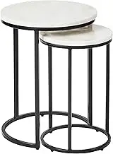 Cooper & Co. Homewares Marble Ada Nested Side Table Set, Black