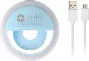 Maro Selfie Ring Light USB Rechargeable | Portable Clip-on Selfie LED Ring Light | Adjustable Brightness for Phone Photography, Camera Video, Girls Makeup, Enhance Photos, Compact Design, Blue